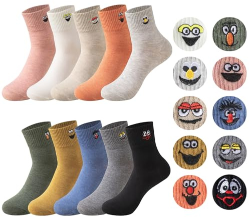 Sporzin Lustige Socken Damen 39-42 Socken Damen 35-38 Gute Laune Socken | 10 Paar Sneaker Socken Damen 39-42, Baumwolle, Bunte, Motiv Stickerei, Geburtstag, Weihnachten, Muttertag, Valentinstag