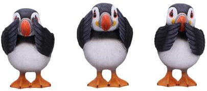 Nemesis Now Three Wise See No Evil Hear No Evil Speak No Evil Figurines Adorable Handbemalte Resin Collectibles and Gift - Papageientaucher