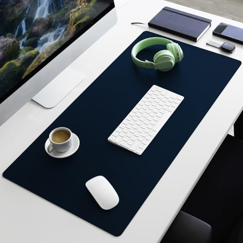 Floordirekt Schreibtischunterlage aus Kunstleder - Schreibtisch Unterlagenmatte, Tischauflage für Büro und Schule, Mousepad Schreibunterlage, Schreibtischmatte Nero (Blau, 120 x 60 cm)
