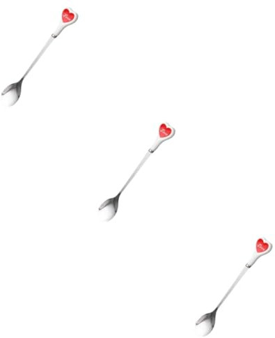 Amosfun 3St Geschirr Löffel Rührlöffel Kaffeelöffel Eistee-Löffel Honiglöffel Teelöffel griff ausstecher rentier esslöffel kaffeetisch kochlöffel eislöffel portionierer Cartoon-Löffel rot