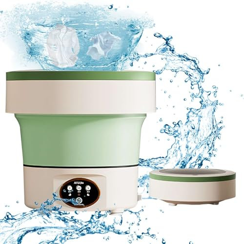 Mini Machine à Laver Pliable, 5L mini machine à laver portable avec essorage, Petit Lave-Mains, 3 Modes de Nettoyage, pour les sous-vêtements, chaussettes et petits objets (Vert)