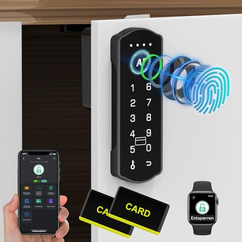 Smart Schubladenschloss, Anweller Elektronisches Schrankschloss Möbelschloss mit APP NFC Schloss Briefkastenschloss, Kindersicherung Schrank für Schrank Schublade Kasten Briefkasten Schließfächer usw
