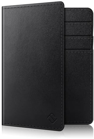 FINTIE Fahrzeugschein Hülle für Zulassungsbescheinigung - 2 Steckplätze für KFZ Fahrzeugscheine und 5 Steckplätze für Karten, aus Kunstleder Tasche für Ausweis/Karten, Schwarz