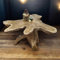 Kinaree Beistelltisch mit Baumscheibe ALOR Setar - 70-80cm Beistelltisch aus massivem Teak in rustikaler Optik, die Tischplatte wurde aus einem Teak-Baum Querschnitt gefertigt (50 x 70-80 cm)