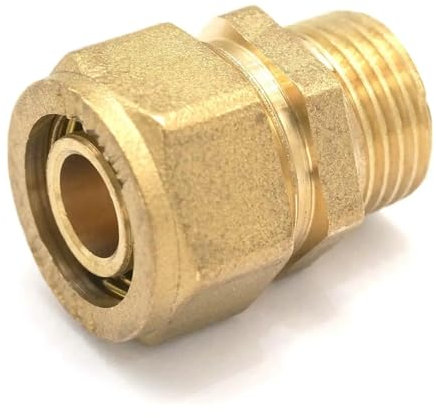 AUOQKQUT 14x18mm IDxOD x 1/2 BSP Male PEX-AL-PEX Tube Straight Brass Compression Pipe Fitting Connector