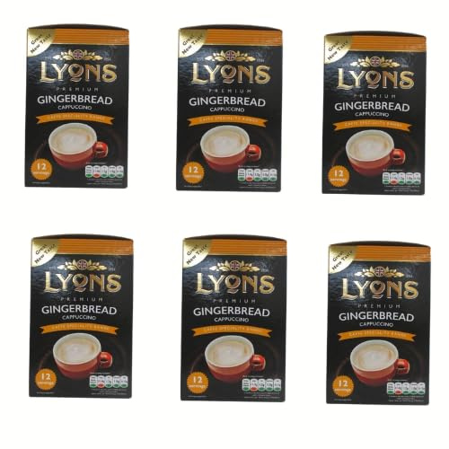 Lyons Premium Instant Coffee GingerBread Cappuccino Pack of 6 + FabFinds Mystery Mug