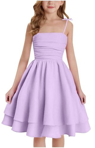 Fille Robe Bustier D'Été Vêtements Solid Chic Robe Élégant A-Ligne Robes sans Manches Vêtement Décontracté Funky Habillement Mi-Longue Hauts