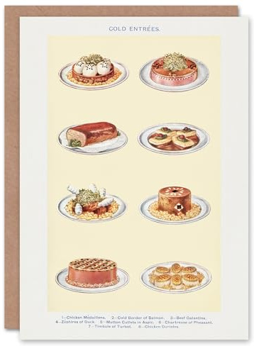 Artery8 Mrs Beeton Household Management Art Card Cold Entree Dishes