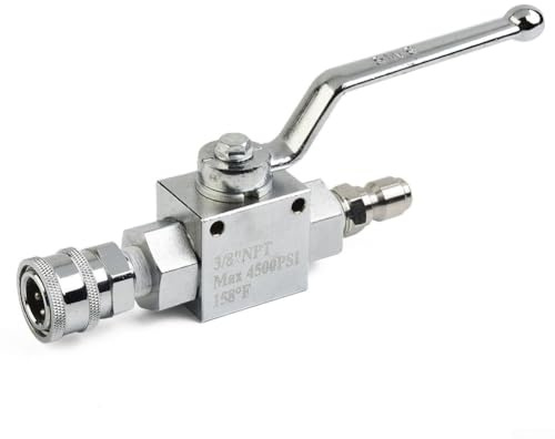 Hochdruck-Kugelhahn-Set für Hochdruckreiniger-Schlauch mit 3/8-Zoll-Schnellanschluss, max. Arbeitsdruck 4500 PSI, Karbonstahl und Edelstahlkonstruktion