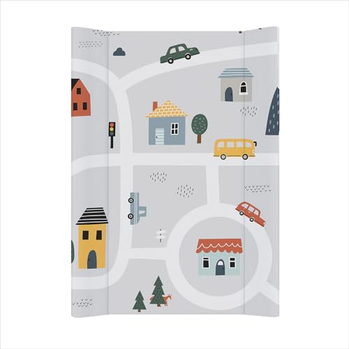 Rotho Babydesign Wickelauflage 50 x 70 cm Wickeltischauflage Keil Roadmap | Wickelunterlage mit Keilform, wasserdichte und abwaschbare Oberfläche, 50 x 70 cm, Motiv Roadmap für die Babypflege