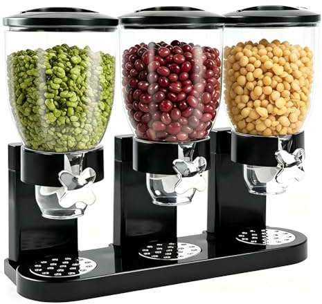 Distributeur de céréales hermétiques pour l'organisation de cornflakes de la cuisine, idéal pour les céréales, les aliments secs, les sucreries, le riz, les céréales, les grains de café (triple 6 l)