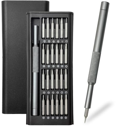 Precision Screwdriver Set, 25 in 1 Magnetic Mini Screwdriver Set with CRV Steel Bits, Small Pocket Repair Tool Kit for Glasses Laptop Watch Cell Phone Game Console & Other Electronics (Grey