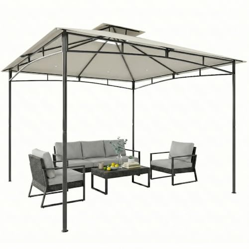 Outsunny Pavillon 3x3m Stabil Wasserabweisend mit Doppeldach Cremeweiß | Winterfest, Mit Zurückziehbarem Obenrahmen, UV 50+, Gartenpavillon, Gartenzelt Partyzelt Gazebo, Für Garten Festival Partys