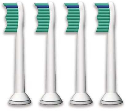 Philips Sonicare Ersatzbürsten Original ProResults HX6014/35 gelangen an schwer erreichbare Stellen & passen auf jede Sonicare Zahnbürste mit Aufsteck-System – 4er Pack, Standard, Weiß