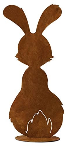 Rostikal® Deko Hase 30 cm Frühling – Handmade Osterdeko aus Stahl, Rostdeko für Garten & Innen, Frühlingsdeko Outdoor & Ostern Deko Figuren, natürlicher Look