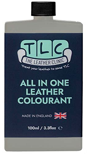 The Leather Clinic All in One Leather Colourant | Self Seal Leather Dye Repair Paint | Recolour Furniture, Sofas, Car Seats (Grey, 100ml)