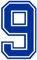 9 Tall Single Number 9 Iron On Heat Transfer for Football Baseball Jersey Sports T-Shirt Blue