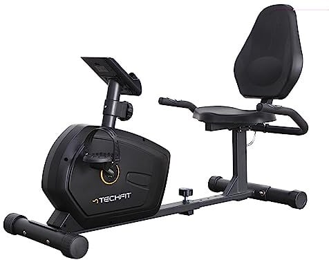 TechFit R400 Cyclette Orizzontale - 7 kg Sistema di Volano, Recumbent Ergometro Ideale per Allenamento di Recupero, con Sella Regolabile, Sensori a Impulsi e Monitor LCD