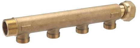 NT NOYON & THIEBAULT PLO01081 Verteiler weiblich MF3/4' (20 x 27), 4 Ausgänge männlich M1/2' (15 x 21), Lochabstand 50 mm, Nussbaum & Thiebault – 3020-4ET, Messingfarben, 4 départs