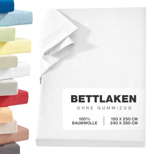 Carpe Sonno Linon Überwurf ohne Gummizug 150x250 cm – Weiß Baumwolle | Blickdichtes Haustuch & Betttuch | vielseitig als Tischtuch oder Sofa- & Sessel-Überwurf | Laken aus 100 % Baumwolle