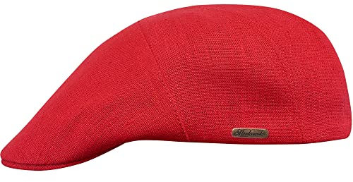Sterkowski Modell Ivy Five| 100% Naturleinen Schiebermütze für Herren und Frauen | Klassische Sommer Schirm Cabriolet Vintage Irisch Gatsby Ivy Kappe Modische Golf Retro Rot 61