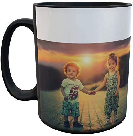 YONACREA - Mug Noir Magique personnalisé avec 2 photos - Personnalisable en ligne