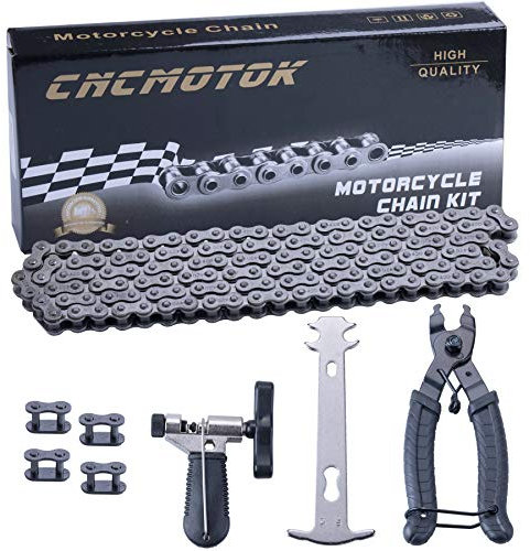 CNCMOTOK 420 Motorcycle Chain 132 Link + Chain Breaker for 50cc 70cc 90cc 110cc 125cc Dirt Pit Bike ATV, Go Kart, Mini Bike, Scooter, Quad.