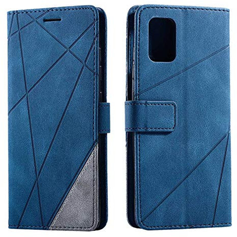 SONWO Hülle für Samsung Galaxy A51, Premium Leder PU Handyhülle Flip Case Wallet Silikon Bumper Schutzhülle Klapphülle für Galaxy A51, Blau
