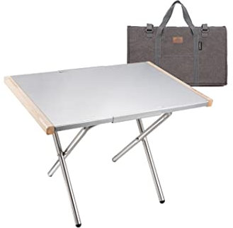 CAMPINGMOON Camping Outdoor Beistelltisch Hitzebeständiger Edelstahl Prägeverfahren für Tischgrill mit Tragetasche T-370