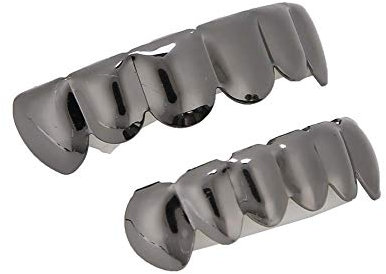 Zähne Set, Hip Hop glänzende Zähne Hip Hop Prop Zähne Dekoration für Halloween Party Geschenk(SCHWARZ)