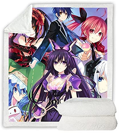 Kuscheldecke Anime Manga Date A Live Kurumi Tokisaki Decke Decke Für Betten Sofabezug Sherpa Decke,Q,150*200CM