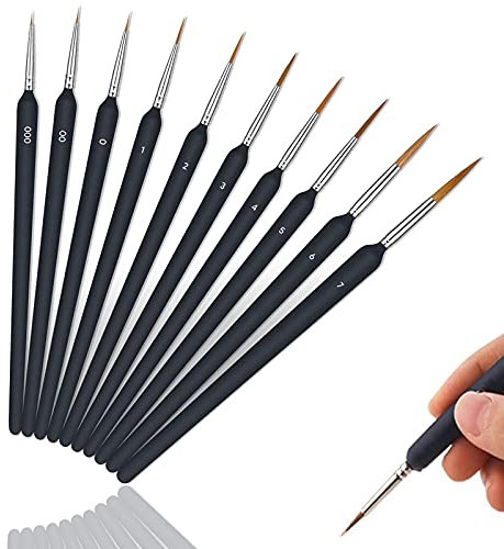Detail Paint Brush Set, 10Pcs Miniature Brush, Professional Miniature Brush for Art Painting for Fine Detailing Art Painting Acrylic & Nail Models Watercolour Oil Warhammer Figures