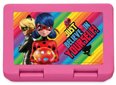 Spreadshirt Miraculous Just Believe In Yourself Ladybug Brotdose Lunchbox, One size, Pink