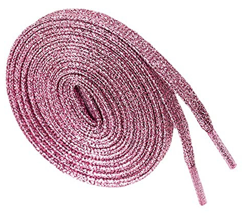 Anawakia 1 paio di lacci piatti metallizzati glitterati in poliestere 110 cm (rosa)