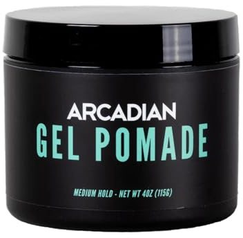 Arcadian Grooming Gel Pomade - Men’s Styling Cream – Slick Medium Hold, High Volume, Medium Shine - All Hair Types - Vegan & Cruelty-Free (4 oz
