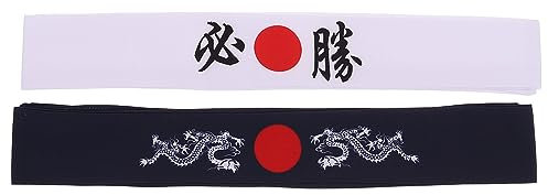 Lurrose Japanische Hachimaki-Stirnbänder, Haarband, Bushido, Karate, Training, Haarband, Sport-Kopfbedeckung (bestimmtes Sieg-Drachenmuster)