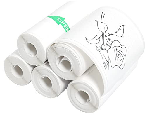 AURTEC Adhesivo térmico adhesivo 57 x 25 para mini impresora térmica, caja registradora, recibo POS, impresión sin tinta en papel blanco y negro, sin núcleo, 5 rollos