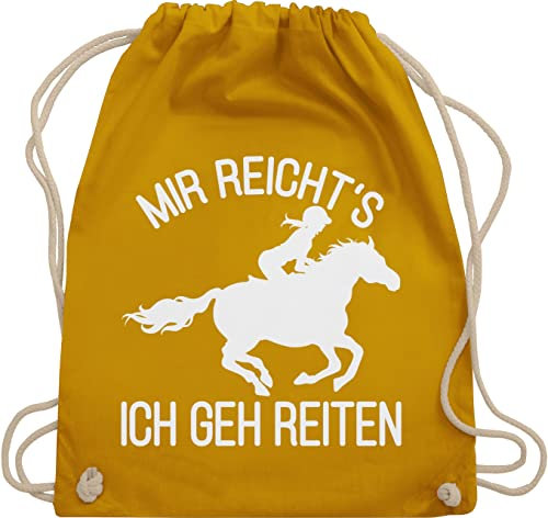 Turnbeutel Rucksack - Pferde - Taschen - Mir reicht's ich geh Reiten - Unisize - Senfgelb - pferdetasche stalltasche pferd pferdeliebhaber pony beutel reiterzubehör pferdebeutel pferdespruch reite