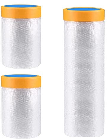 CHEVVY 3 Stück Abdeckfolie mit Klebeband 55CM*16M und 240CM*10M Transparente PE-Farbschutzplane zum Abdecken und Abkleben während der Malerarbeiten