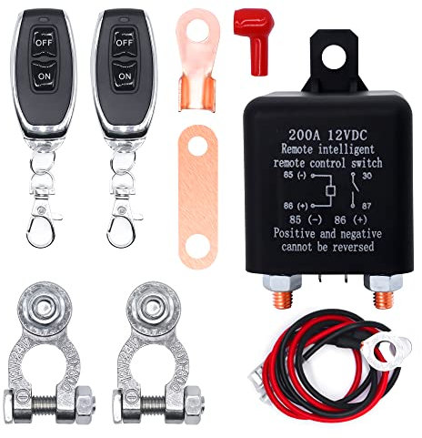HISports Batterietrennschalter DC 12V 200A, Funkschalter Set mit Fernbedienung, Autobatterieschalter, Batterie Trennschalter für Automobile,Hauptschalter für Wasserpumpe, Batterie Trennrelais