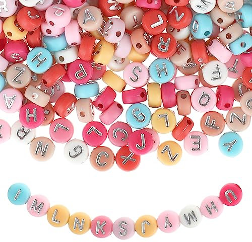 1000 Stück Buchstabenperlen A-Z Bunte Buchstabenperlen 7 mm Acrylperlen Perlen zum Auffädeln für Armbänder Halsketten Schmuck DIY Herstellung Style2