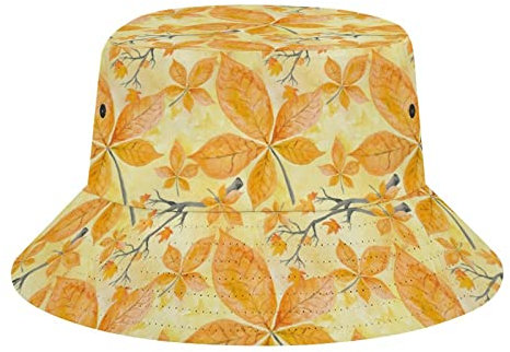 QQIAEJIA Herbst Ahornblätter Herbst Fischerhut Unisex Fischerhut Sonnenhüte Mode Sommer Strand verstaubare Outdoor Cap, Herbst Ahornblätter Herbst, One size