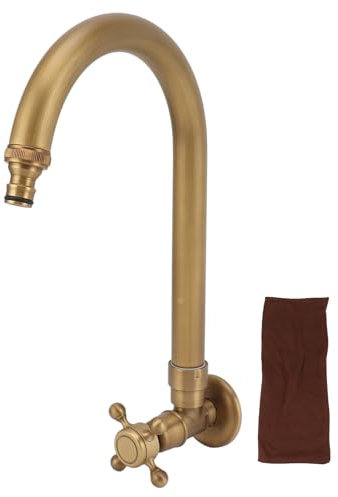 Grifo para Exterior de Jardín, Grifo de Agua Fría de Montaje en Pared Antiguo, Prevención de Grietas por Heladas, Grifo de Agua Fría Individual con Rotación de 360 ​​grados para