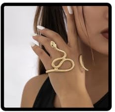 Danshinbow Vintage Single Schlange Armreif Hand Armband Offen Einstellbare Wrap Armband Schlange Palm Manschette Kostüm Schmuck für Frauen Mädchen (Gold)