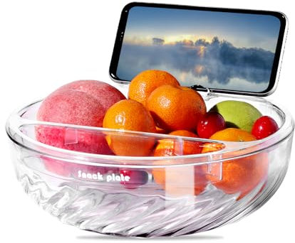 YENXIKU Doppelschichtiger Snackteller mit Muschelaufbewahrung, multifunktionale Nussschale mit integriertem Handyhalter, Pistazienschale, perfekt für unterhaltsame und bequeme Snacks (1 Stück,