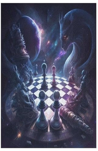 Chess Board Wooden Jigsaw Puzzles for Adults 1000 Difficult Hard Poster Puzzle Jigsaw Puzzle 1000 Piece Precise Interlocking Family Gathering Educational Game Toys （78×53cm）