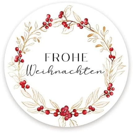 Logbuch-Verlag 200 gleiche Frohe Weihnachten Etiketten zur Geschenk Verpackung rund 4 cm weiß rot gold mit Text selbstklebend auf Rolle