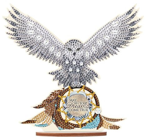 DCIDBEI DIY 5D Diamond Painting Desktop-Dekorationen Diamant malerei Statue für Erwachsene, Kreuzstich Bilder Diamant Kinder, Geschenk Geburtstag Party || Traumfänger mit Adler