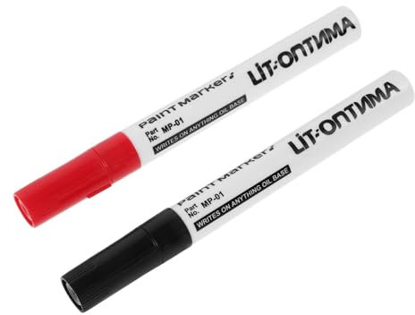 Lurrose 2 Pièces Stylos De Peinture Pierre Tombale Marqueurs De Peinture Rouge Noir Ensemble De Stylos De Peinture À Base D'huile Imperméable À L'eau Pour La Peinture Sur Roche Pierre