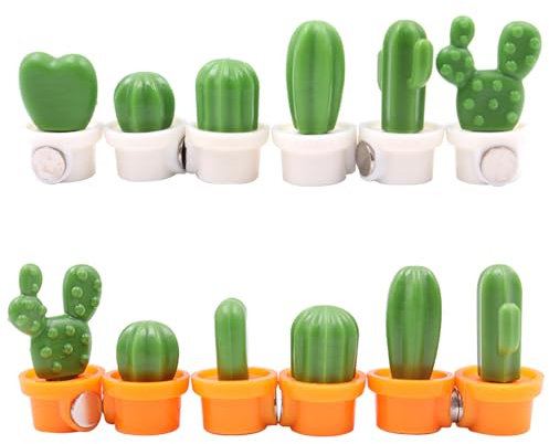 Hsthe Sea 12-teiliges Kaktus-Kühlschrankmagnet-Set, 3D-Mini-Magnete für Whiteboard, Büro, Küche, Kühlschrank, kreative Magnetaufkleber für Erwachsene und Kleinkinder (Weiß + Orange)